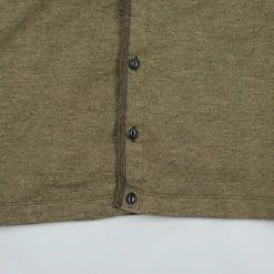 NEW ARRIVALS Loop & Weft Heather Slub Pile Back Hem Ribbed Cardigan Army Olive