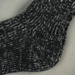 Nishiguchi Kutsushita Hemp Cotton Ribbed Socks Black