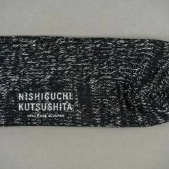 Nishiguchi Kutsushita Hemp Cotton Ribbed Socks Black