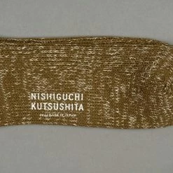 Nishiguchi Kutsushita Hemp Cotton Ribbed Socks Khaki