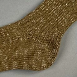Nishiguchi Kutsushita Hemp Cotton Ribbed Socks Khaki