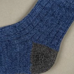 Nishiguchi Kutsushita Recycled Cotton Ribbed Socks Denim