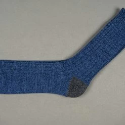 Nishiguchi Kutsushita Recycled Cotton Ribbed Socks Denim