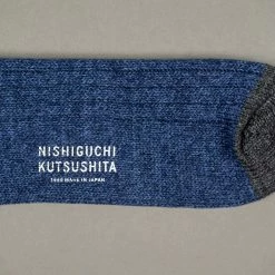 Nishiguchi Kutsushita Recycled Cotton Ribbed Socks Denim