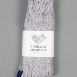 Nishiguchi Kutsushita Recycled Cotton Ribbed Socks Light Grey