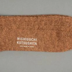 Nishiguchi Kutsushita Wool Cotton Slab Socks Brown