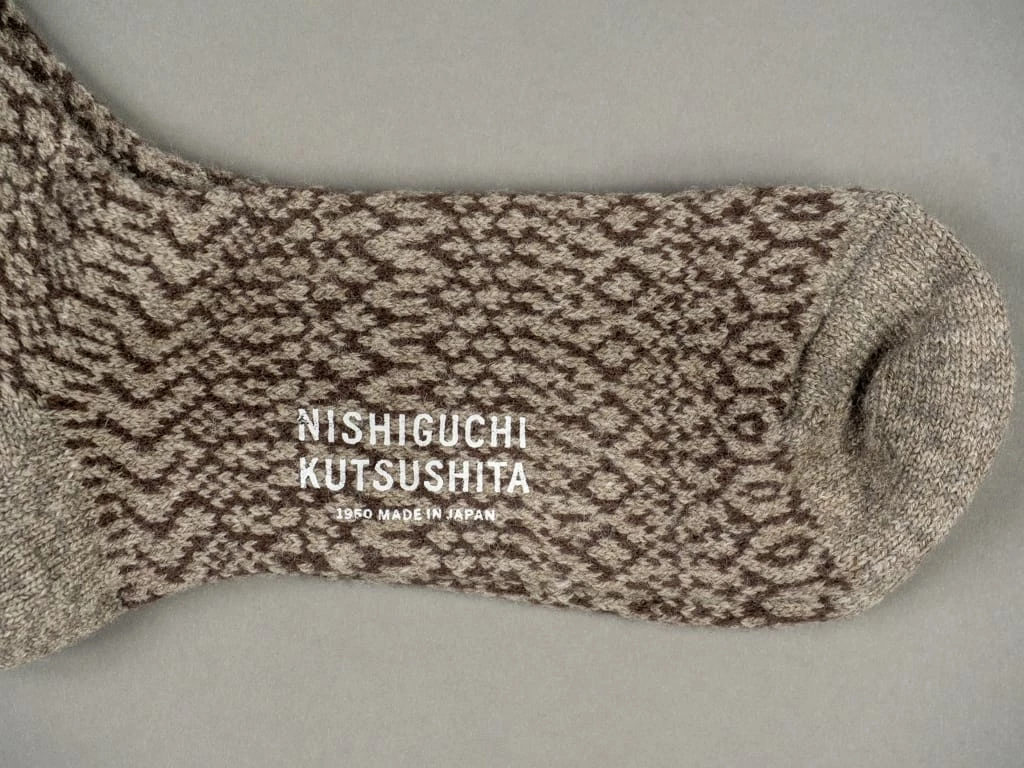 Nishiguchi Kutsushita Wool Jacquard Socks Grey 7 Nishiguchi Kutsushita Wool Jacquard Socks Grey