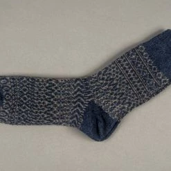 Nishiguchi Kutsushita Wool Jacquard Socks Navy
