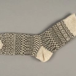 Nishiguchi Kutsushita Wool Jacquard Socks Oatmeal
