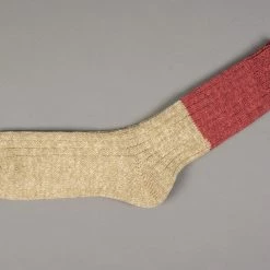 Nishiguchi Kutsushita Wool Cotton Slab Socks Red