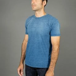 Pure Blue Japan SS5011-SB Indigo Dyed Crewneck T-Shirt (Sunburned)