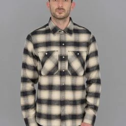 NEW ARRIVALS Rogue Territory BM Shirt Natural Brushed Plaid