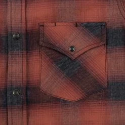 Rogue Territory Western Shirt Brick Red Brushed Plaid