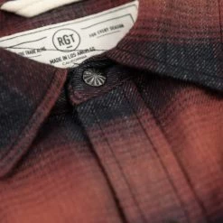 Rogue Territory Western Shirt Brick Red Brushed Plaid
