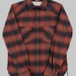 Rogue Territory Western Shirt Brick Red Brushed Plaid