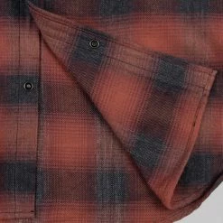 Rogue Territory Western Shirt Brick Red Brushed Plaid