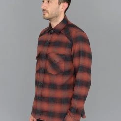 Rogue Territory Western Shirt Brick Red Brushed Plaid