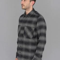 NEW ARRIVALS Rogue Territory BM Shirt Grey Brushed Plaid