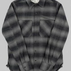 NEW ARRIVALS Rogue Territory BM Shirt Grey Brushed Plaid