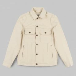 NEW ARRIVALS Rogue Territory 14oz Cruiser Jacket Ecru Selvedge