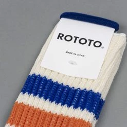 ROTOTO Coarse Ribbed Oldschool Crew Socks Blue/Orange