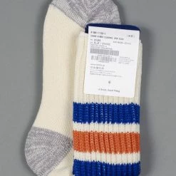 ROTOTO Coarse Ribbed Oldschool Crew Socks Blue/Orange
