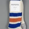 ROTOTO Coarse Ribbed Oldschool Crew Socks Blue/Orange 1 ROTOTO Coarse Ribbed Oldschool Crew Socks Blue/Orange