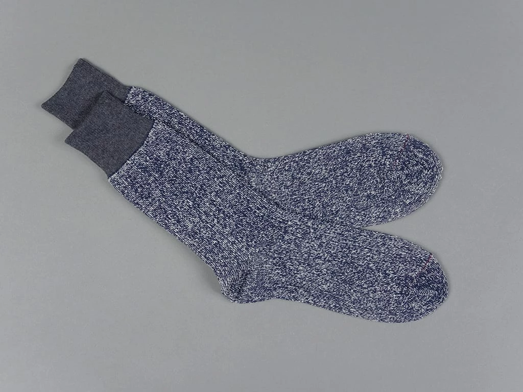 ROTOTO Double Face Crew Socks "Silk & Cotton" Dark Grey/Navy 5 ROTOTO Double Face Crew Socks "Silk & Cotton" Dark Grey/Navy