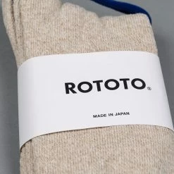 ROTOTO Double Face Crew Socks "Silk & Cotton" Green/Medium Beige 12 ROTOTO Double Face Crew Socks