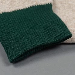 ROTOTO Double Face Crew Socks "Silk & Cotton" Green/Medium Beige 15 ROTOTO Double Face Crew Socks