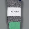 ROTOTO Double Face Crew Socks "Silk & Cotton" Mint/Grey 1 ROTOTO Double Face Crew Socks "Silk & Cotton" Mint/Grey