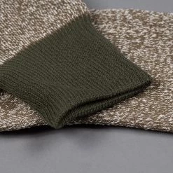 ROTOTO Double Face Crew Socks "Silk & Cotton" Olive/Dark Khaki 15 ROTOTO Double Face Crew Socks
