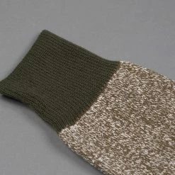 ROTOTO Double Face Crew Socks "Silk & Cotton" Olive/Dark Khaki 13 ROTOTO Double Face Crew Socks