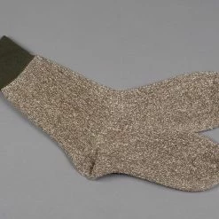 ROTOTO Double Face Crew Socks "Silk & Cotton" Olive/Dark Khaki 11 ROTOTO Double Face Crew Socks