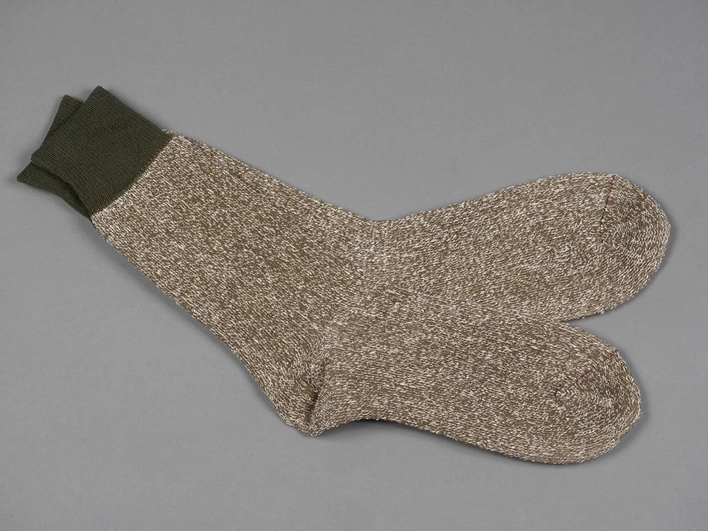 ROTOTO Double Face Crew Socks "Silk & Cotton" Olive/Dark Khaki 5 ROTOTO Double Face Crew Socks "Silk & Cotton" Olive/Dark Khaki