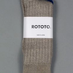 ROTOTO Linen Cotton Ribbed Crew Socks Medium Grey