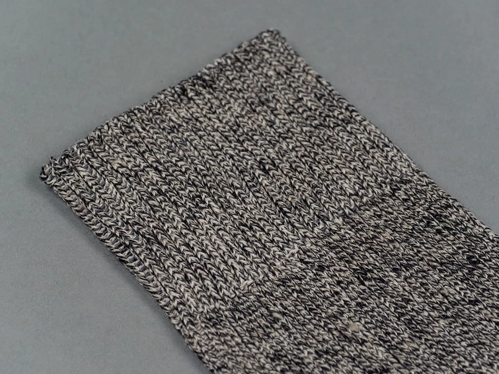 ROTOTO Linen Cotton Ribbed Crew Socks Mix Black 8 ROTOTO Linen Cotton Ribbed Crew Socks Mix Black