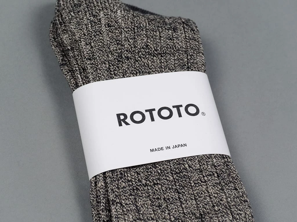 ROTOTO Linen Cotton Ribbed Crew Socks Mix Black 6 ROTOTO Linen Cotton Ribbed Crew Socks Mix Black