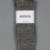 ROTOTO Linen Cotton Ribbed Crew Socks Mix Black