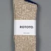 ROTOTO Low Gauge Slub Crew Socks Beige 1 ROTOTO Low Gauge Slub Crew Socks Beige