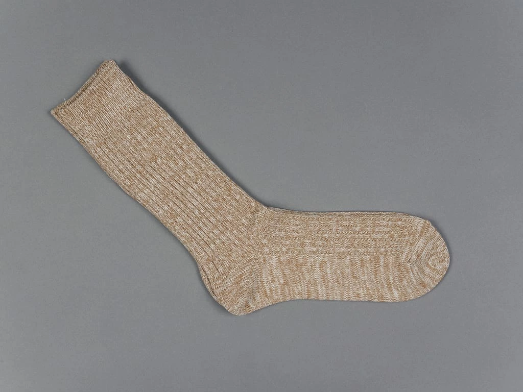 ROTOTO Organic Cotton Daily 3 Pack Ribbed Crew Socks Ecru/Brown 6 ROTOTO Organic Cotton Daily 3 Pack Ribbed Crew Socks Ecru/Brown