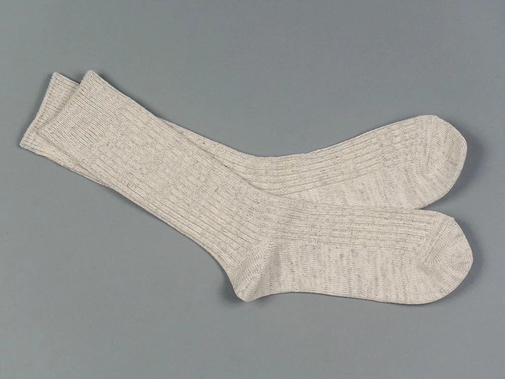 ROTOTO Organic Cotton Daily 3 Pack Ribbed Crew Socks Ecru/Grey 8 ROTOTO Organic Cotton Daily 3 Pack Ribbed Crew Socks Ecru/Grey