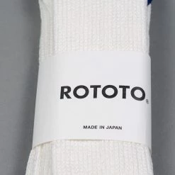 ROTOTO O.S. Ribbed Crew Socks White/Navy/Yellow 11 ROTOTO O.S. Ribbed Crew Socks White/Navy/Yellow