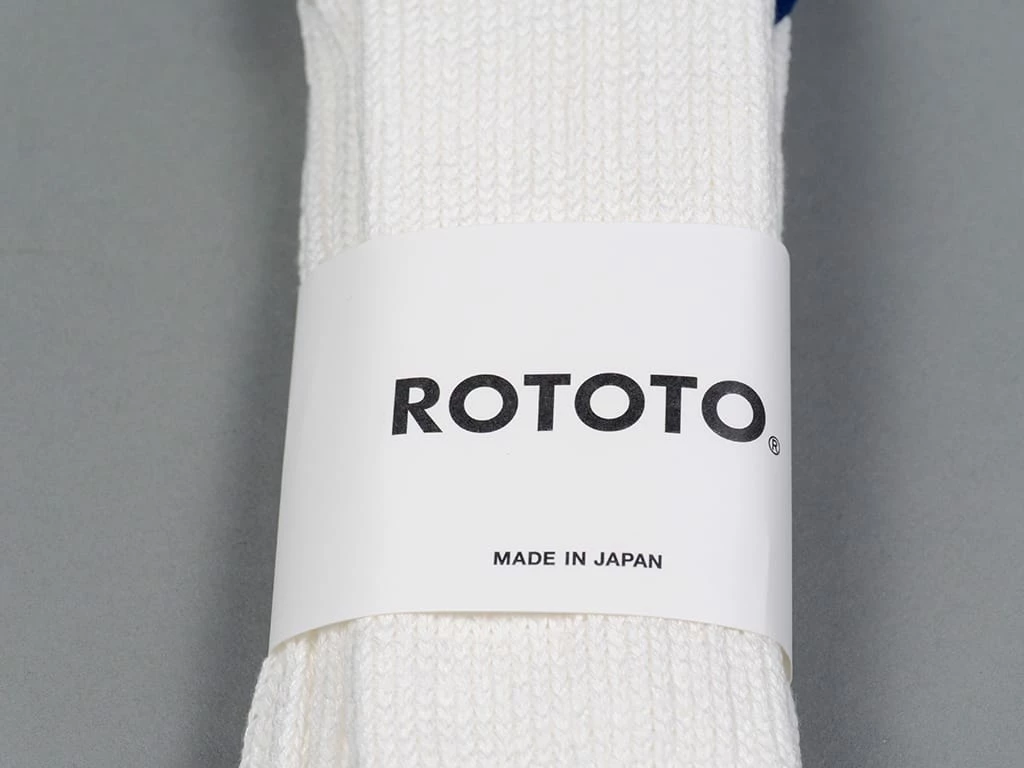 ROTOTO O.S. Ribbed Crew Socks White/Navy/Yellow 6 ROTOTO O.S. Ribbed Crew Socks White/Navy/Yellow