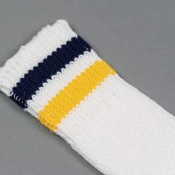 ROTOTO O.S. Ribbed Crew Socks White/Navy/Yellow 13 ROTOTO O.S. Ribbed Crew Socks White/Navy/Yellow