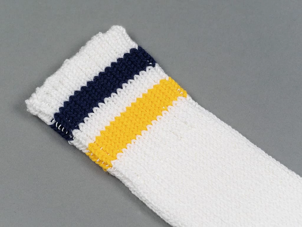ROTOTO O.S. Ribbed Crew Socks White/Navy/Yellow 8 ROTOTO O.S. Ribbed Crew Socks White/Navy/Yellow