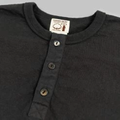 Samurai Jeans SJST-SC02 Japanese Cotton Henley T-Shirt Kuromane NEW ARRIVALS