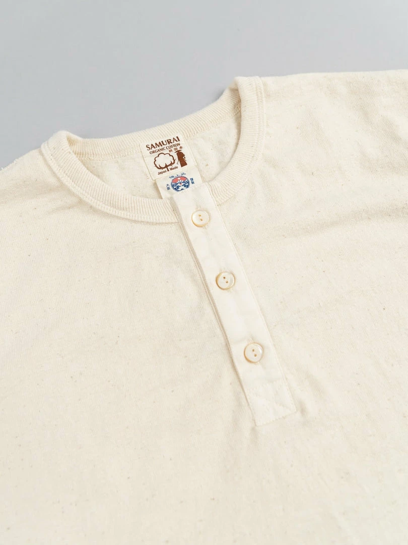 Samurai Jeans SJST-SC02 Japanese Cotton Henley T-Shirt Natural 9 Samurai Jeans SJST-SC02 Japanese Cotton Henley T-Shirt Natural