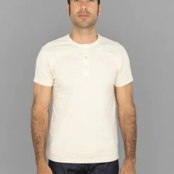 Samurai Jeans SJST-SC02 Japanese Cotton Henley T-Shirt Natural