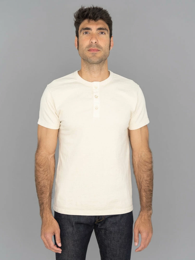 Samurai Jeans SJST-SC02 Japanese Cotton Henley T-Shirt Natural 3 Samurai Jeans SJST-SC02 Japanese Cotton Henley T-Shirt Natural